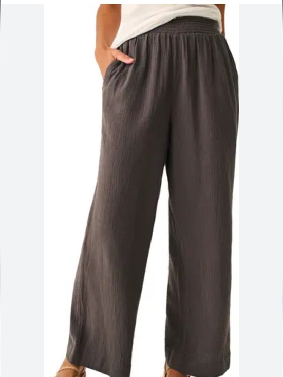 Faherty Pants - Faherty Dream Organic Cotton Wide Leg Pants Grey Women's Size Medium Lightweight